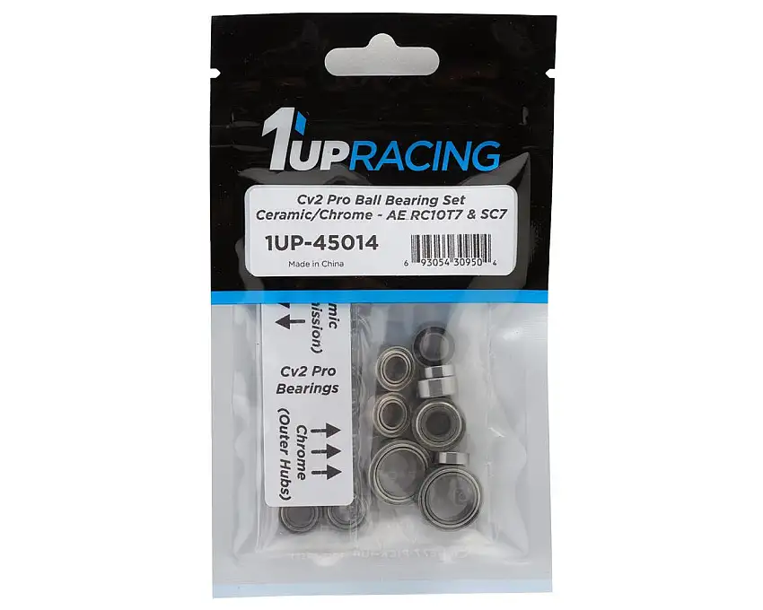1UP Racing Team Associated RC10T7/SC7 Cv2 Pro Bearing Set (Ceramic/Chrome)