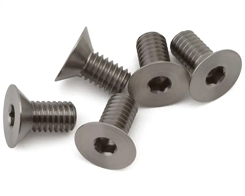 1UP Racing M4 Pro Duty Flat Head Titanium Screws (5) (4x8mm)