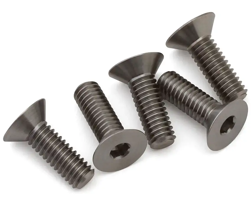 1UP Racing M4 Pro Duty Flat Head Titanium Screws (5) (4x12mm)