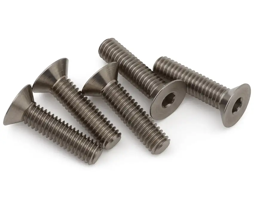 1UP Racing M4 Pro Duty Flat Head Titanium Screws (5) (4x16mm)