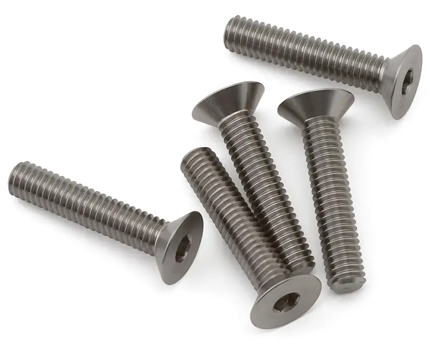 1UP Racing M4 Pro Duty Flat Head Titanium Screws (5) (4x20mm)