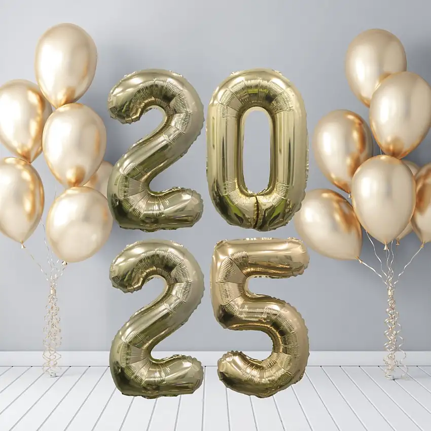 2025 Gold Number Balloons
