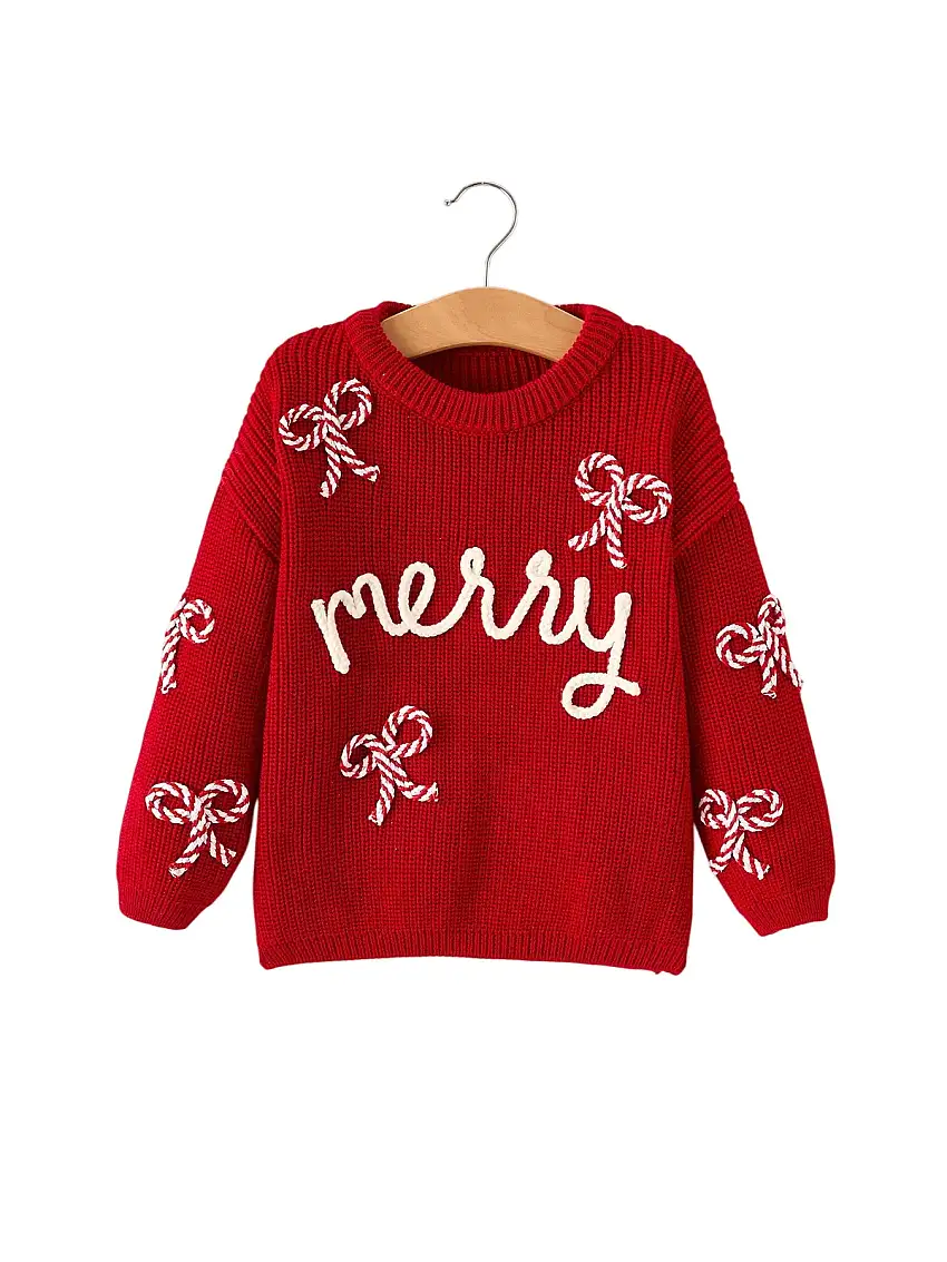 Preorder Mom And Me Winter Christmas Red "merry" Pullover Sweater