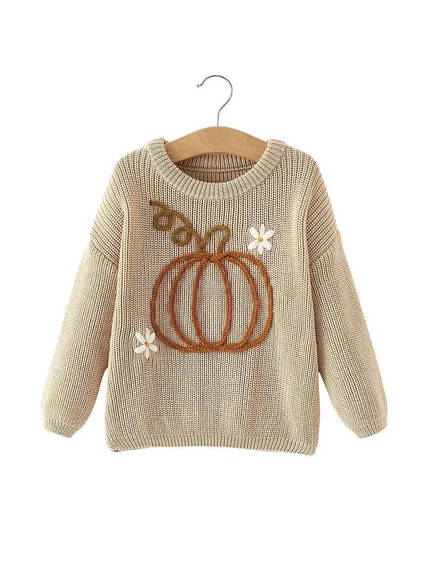 Fall Girls Thanksgiving Halloween Pumpkin Pullover Sweater