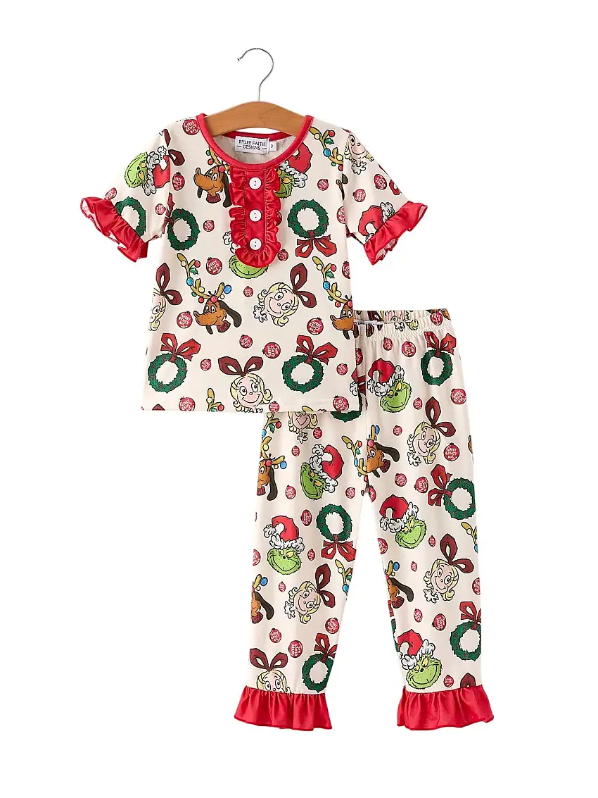 Christmas Character Pattern Girl Pajama Set