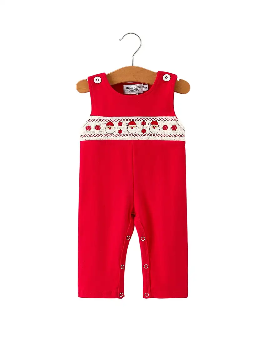 Christmas Smocked Embroidery Baby Boys Romper