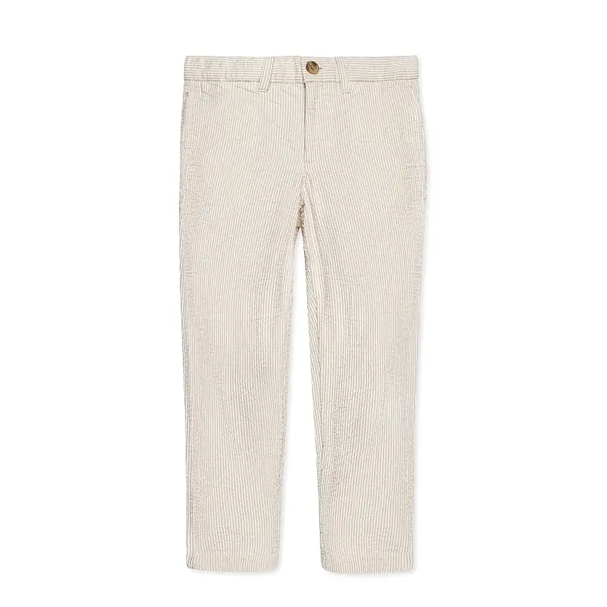 Organic Seersucker Suit Pant Tan