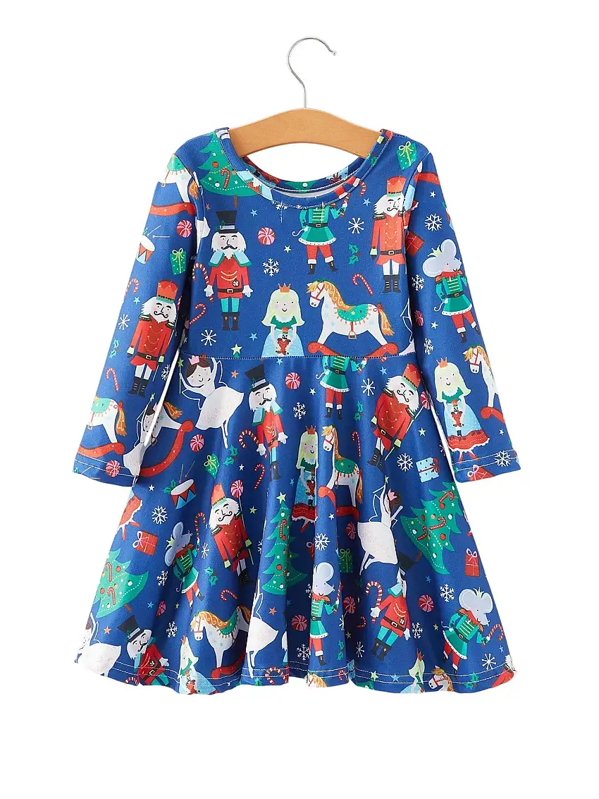 Christmas Characters Print Girls Dress