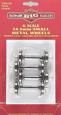 Bachmann 92422 G Scale Metal Wheel Set -- Small - 1" 24.5mm pkg(4)