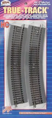 Atlas Model Railroad 463 HO Scale True-Track(R) Code 83 Track & Roadbed System -- 22" Radius Curve Sections pkg(4)