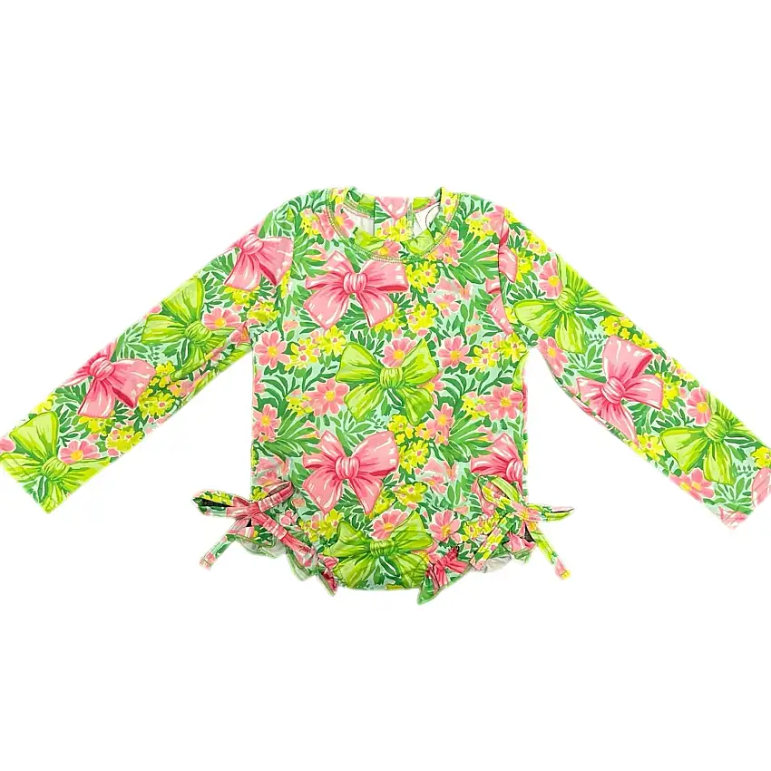 Tropical Bows Rash Guard Swimsuit