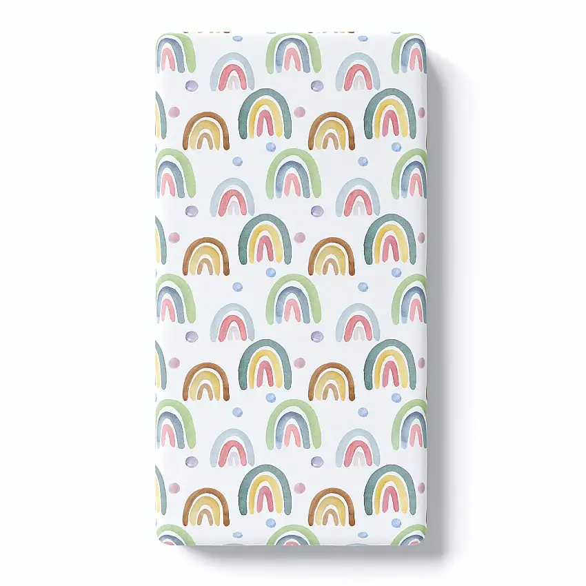 Fitted Crib Sheet - Blue Rainbow