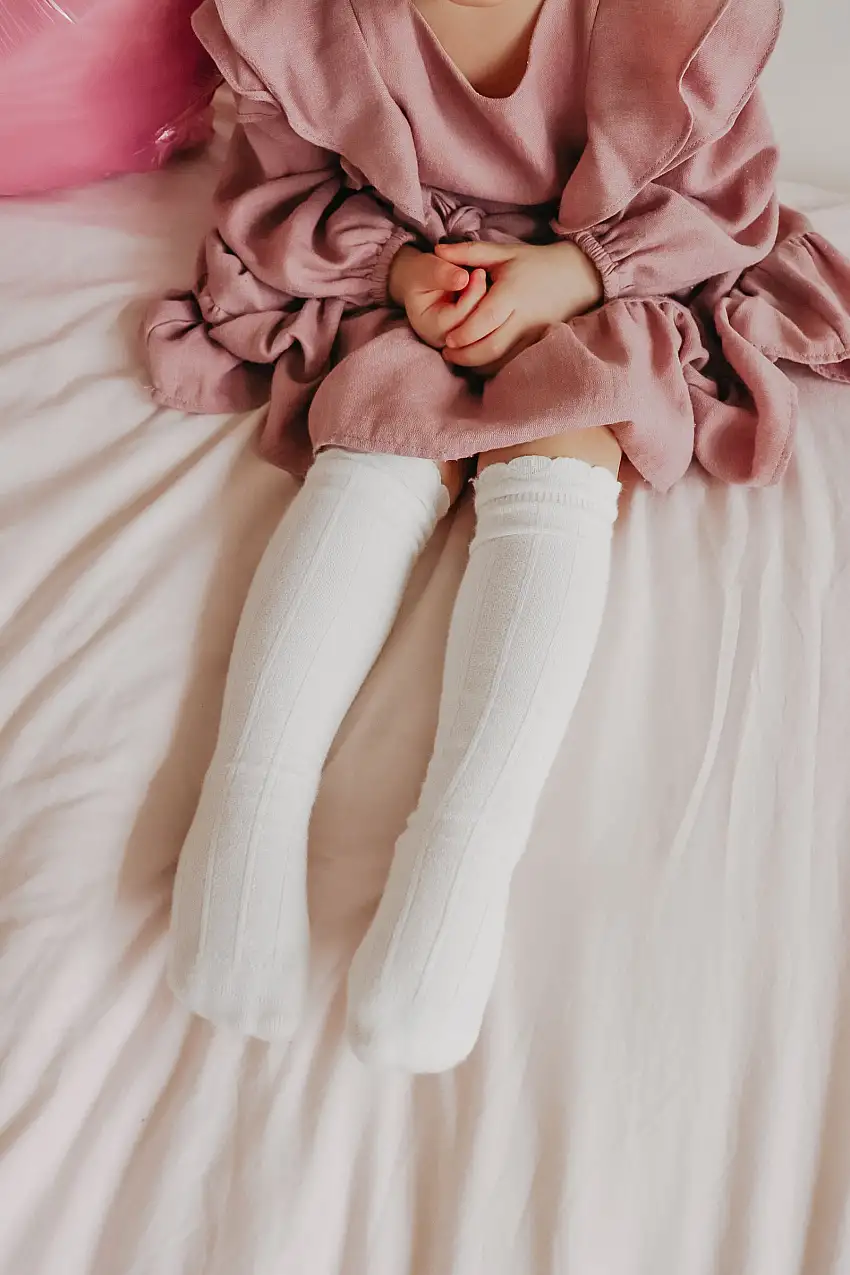 Ruffle Cotton Knee High Socks