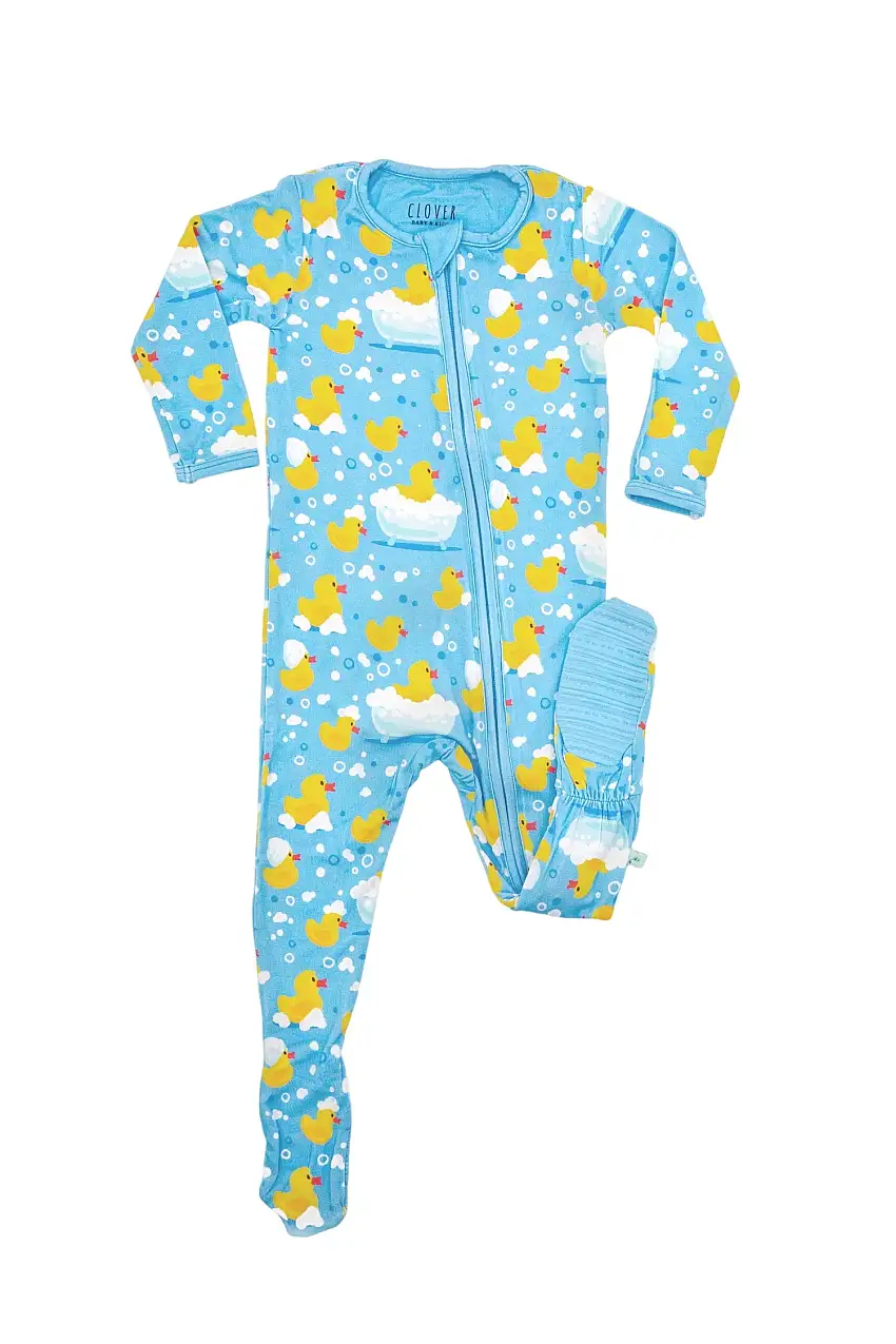 Soft & Stretchy Zipper Footie - Rubber Duckies
