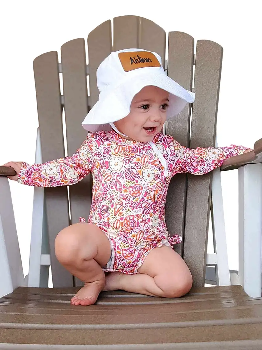 Pink Seashell Rash Guard Swimsuit