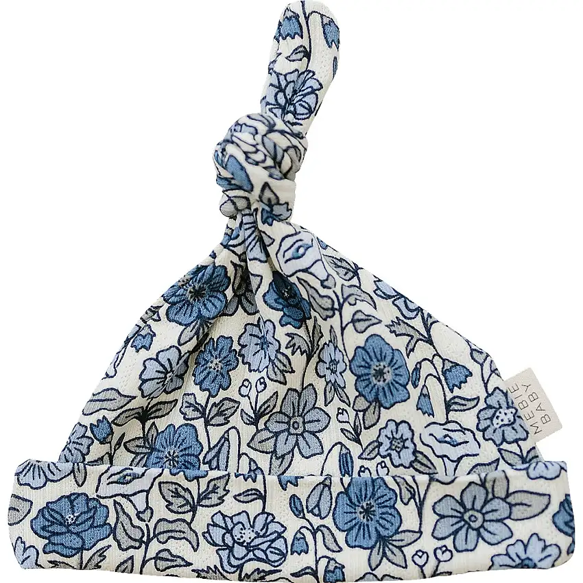 Bluebell Pointelle Bamboo Newborn Knot Hat