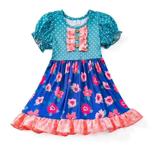 Perfectly Spring Navy & Floral Playwear Dress W/ Hair Bow
