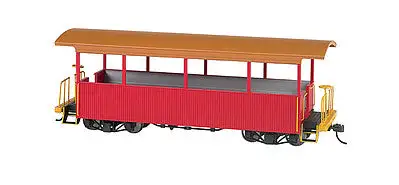 Bachmann 26002 On30 Scale Wood Excursion Car - Ready to Run -- Painted, Unlettered (red, tan Roof)