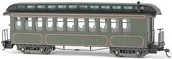 Bachmann 26202 On30 Scale Wood Coach/Observation - Ready to Run - Spectrum(R) -- Painted, Unlettered (Olive, Gold Striping)