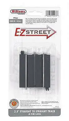 Bachmann 263 O Scale E-Z Street Track for Operating Vehicles & Trolleys -- 2-1/2" 6.2cm Straight-to-Straight Connector Track pkg(4)