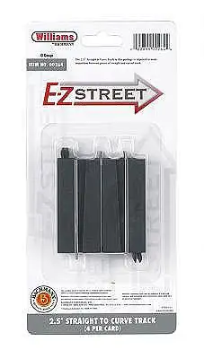 Bachmann 264 O Scale E-Z Street Track for Operating Vehicles & Trolleys -- 2-1/2" 6.2cm Straight-to-Curve Connector Track pkg(4)