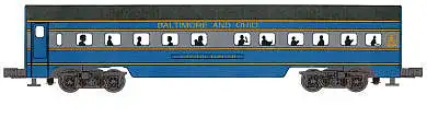 Bachmann 43001 O Scale Williams(TM) by Bachmann, Aluminum Streamliner 2-Car Passenger Add-On (60') -- Baltimore & Ohio, Includes: Combine & Diner