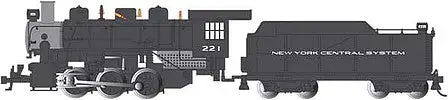 Bachmann 50405 HO Scale USRA 0-6-0 with Short-Haul Tender - Standard DC with Smoke -- New York Central #221 (black, graphite)