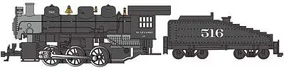 Bachmann 51611 HO Scale USRA 0-6-0 with Slope-Back Tender, DCC and Smoke -- Wabash #516 (black, graphite)