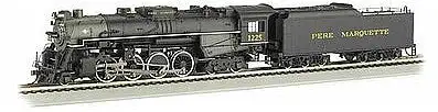 Bachmann 52403 HO Scale 2-8-4 Berkshire w/Sound & DCC -- Pere Marquette #1225 (black, graphite)