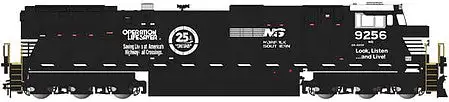 Bachmann 90903 G Scale GE Dash 9-44CW - Standard DC -- Norfolk Southern #9256 (black, white; "Operation Lifesaver")