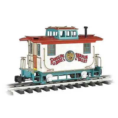 Bachmann 92717 G Scale 4-Wheel Wood Bobber Caboose - Ready to Run -- Ringling Bros. and Barnum & Bailey(TM) Circus #4 (white, red, blue)