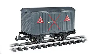 Bachmann 98017 G Scale Box Van - Ready to Run - Thomas & Friends -- Explosives (gray, red, white)