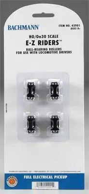 Bachmann 42901 HO Scale Display/Test Stand Rollers - E-Z Riders(TM) -- Rolling with Ball Bearings for Powered Axles pkg(4)