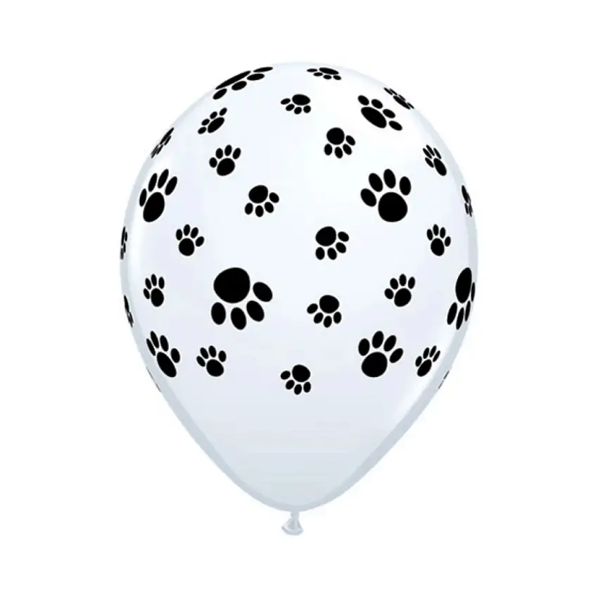 Black And White Paw Print Latex Balloon Pack