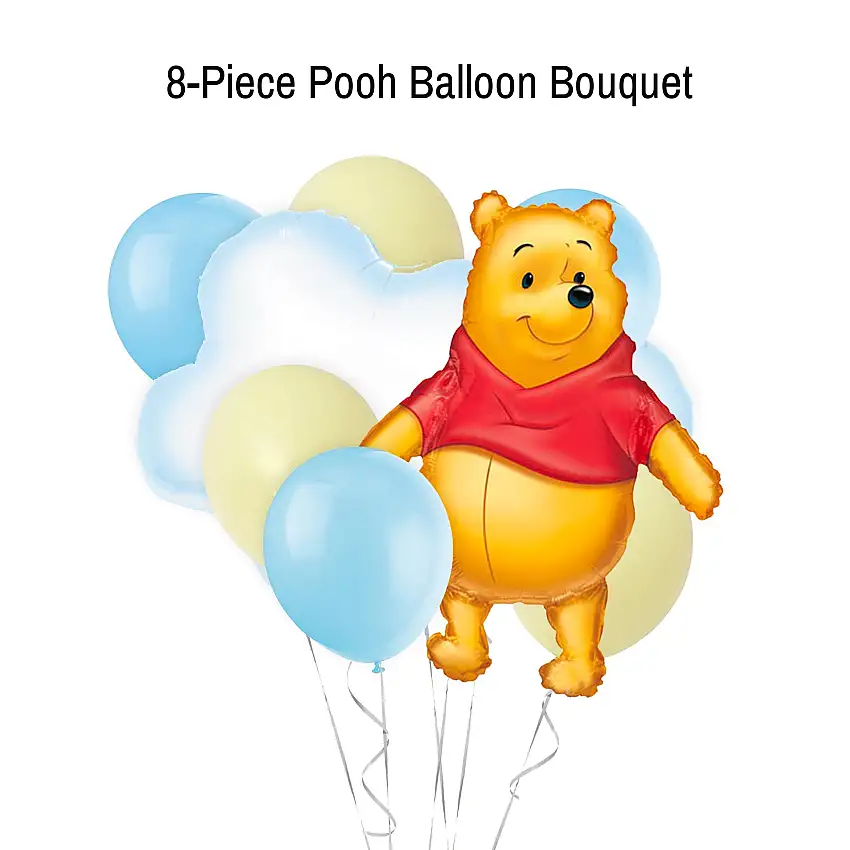 Blue And Yellow Pooh Bear Balloon Bouquet