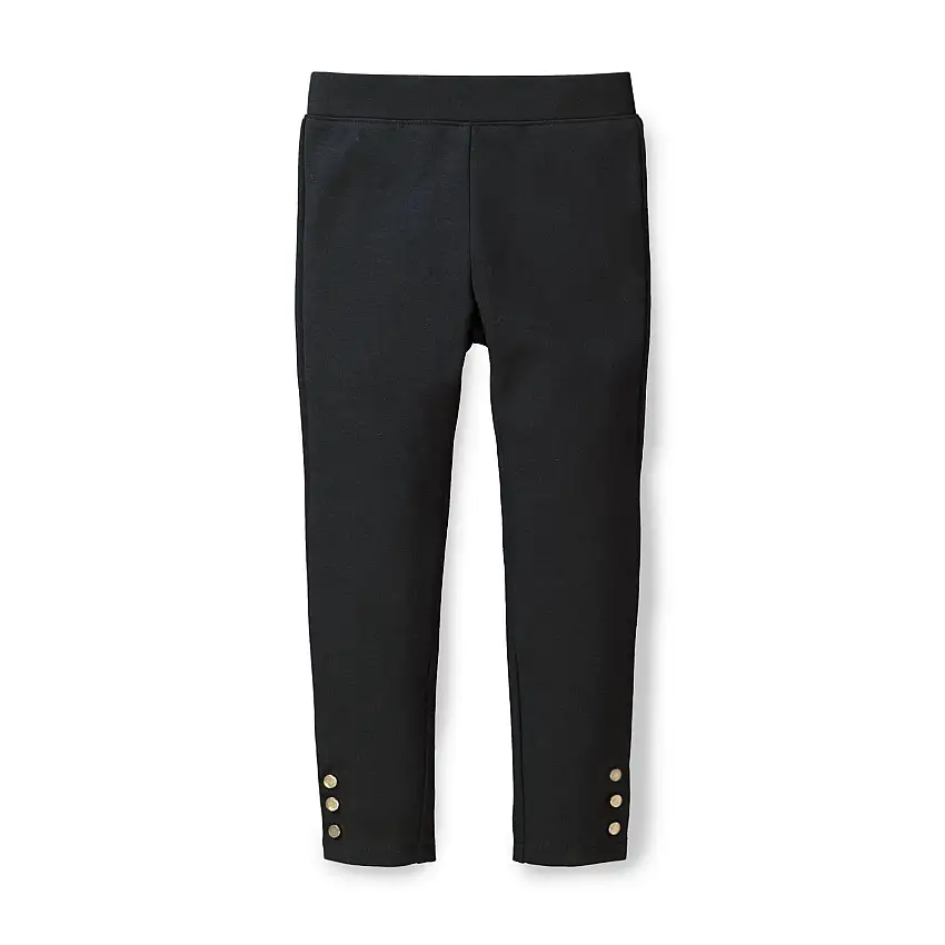 Button Cuff Ponte Pant Black - Baby