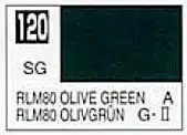GUZ-120 Mr Hobby Paint (Gunze) Lacquer Based Semi-Gloss Olive Green RLM80 10ml Bottle (6/Bx)