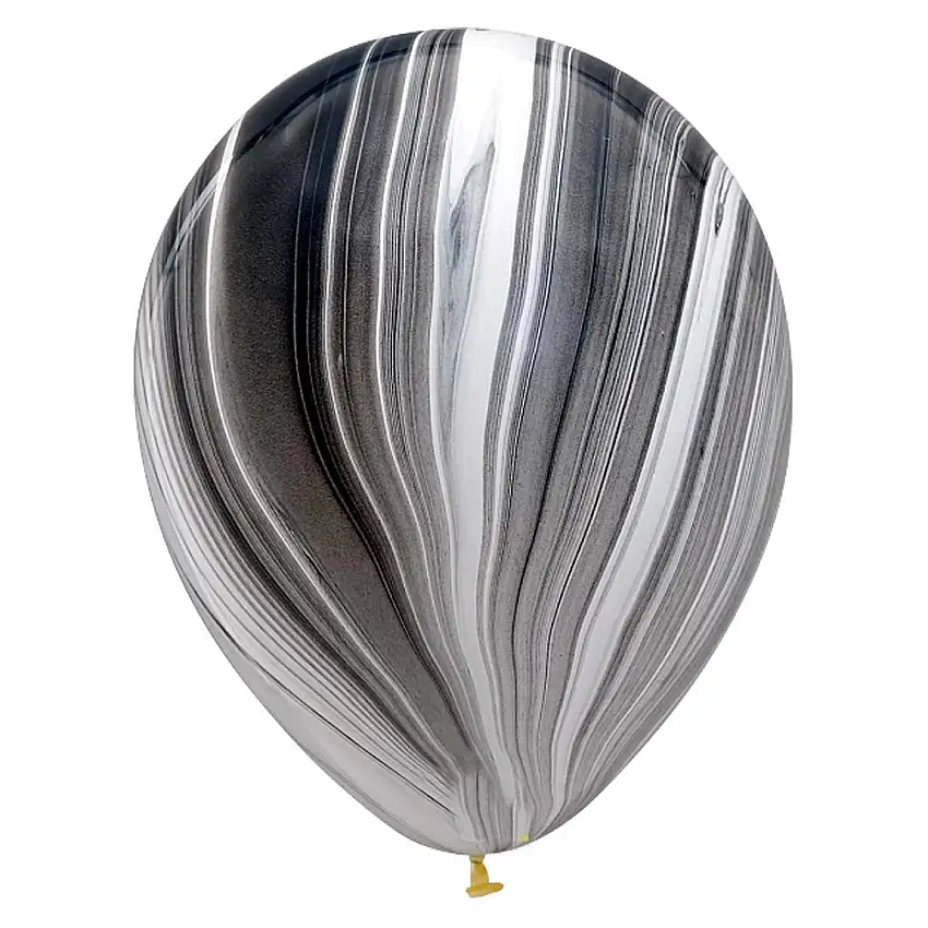 Marble Black And White Latex Balloon Pack (12")
