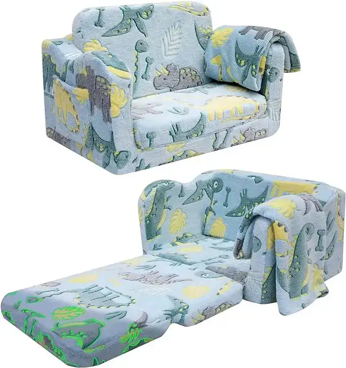 Children's Fold Out Sofa With Blanket -glowsofa